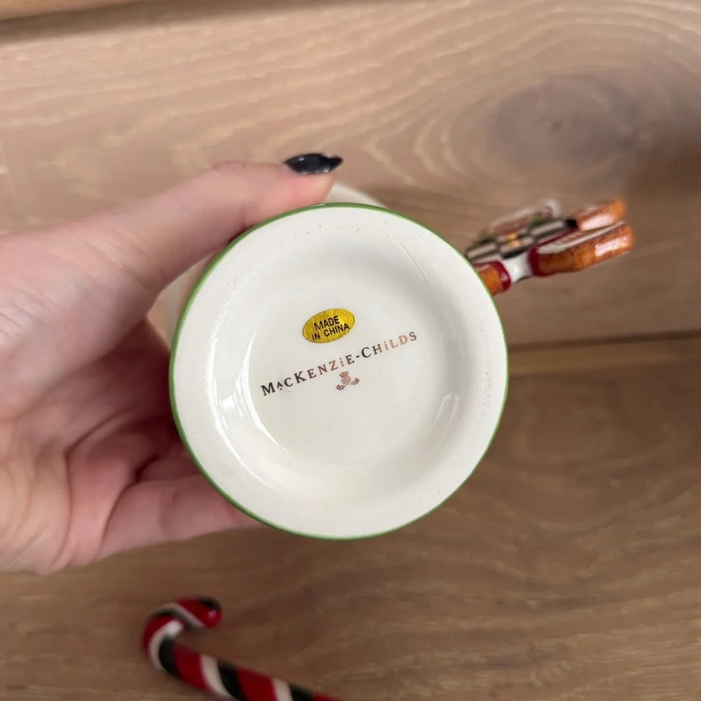 MacKenzie-Childs Bake Shop Gingerbread Handle Mug With Spoon